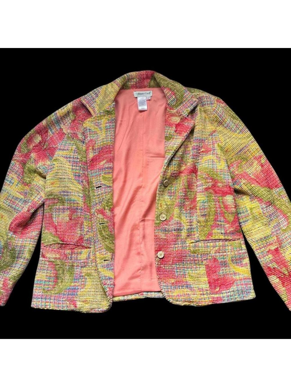 Vintage multicolor knit tapestry blazer jacket by Coldwater Creek